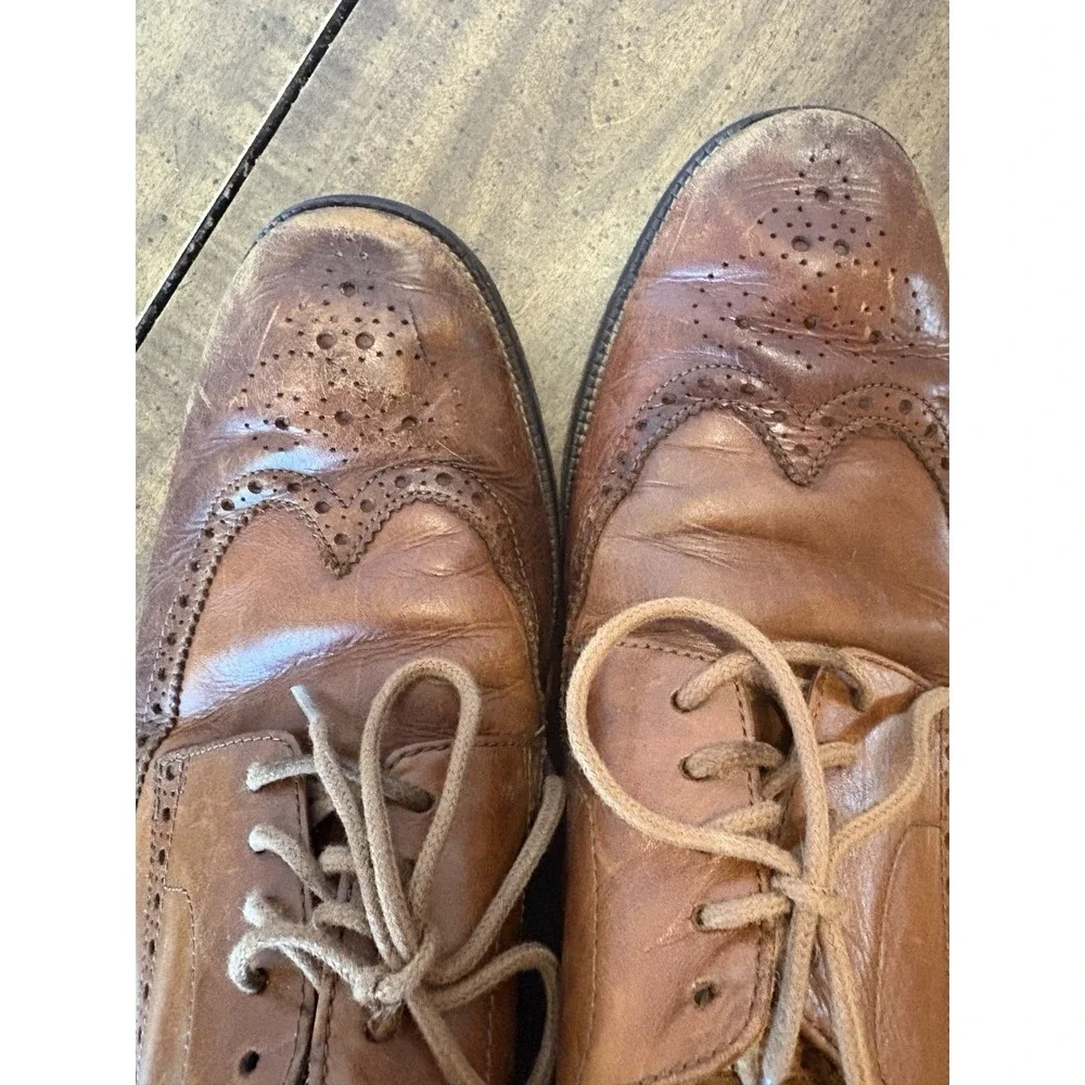 Cole Haan Mens Size 10.5 Brown Dress Shoes Wing Tip Good Year Oxford  Leather‎